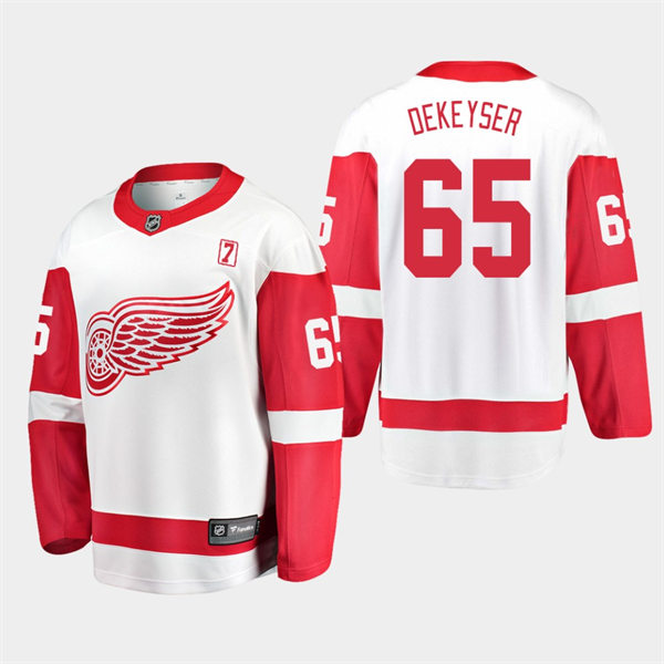 Men's Detroit Red Wings #65 Danny DeKeyser Adidas White Away Jersey Stitched
