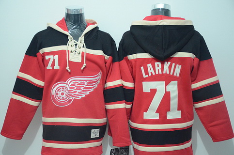 Men's Detroit Red Wings #71 Dylan Larkin Old Time Hockey Red Hoodie Stitched