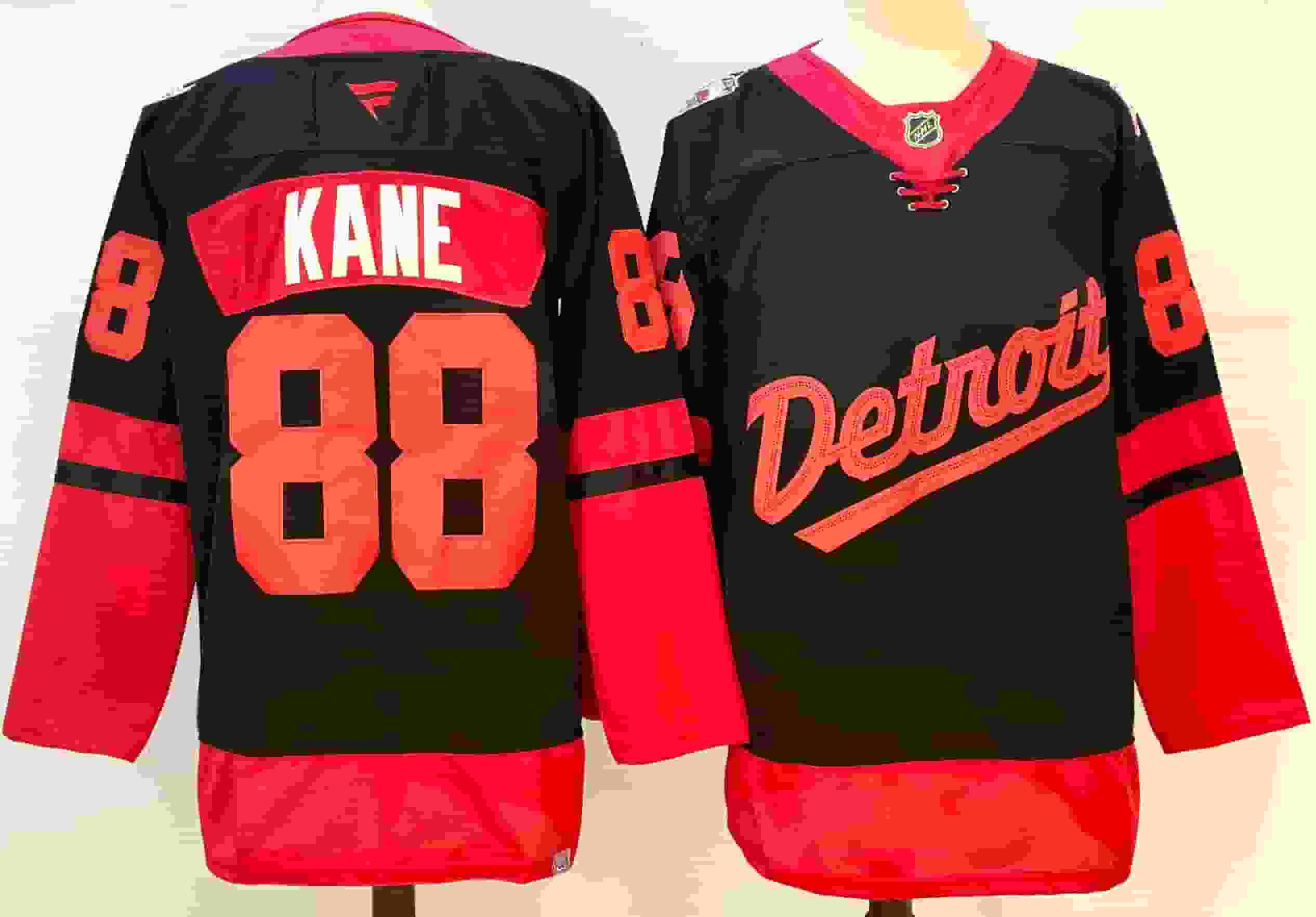 Men's Detroit Red Wings #88 Patrick Kane black Red 2024-25 Stitched Jersey