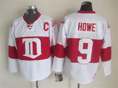 Men's Detroit Red Wings #9 Gordie Howe 2008-09 White CCM Vintage Throwback Jersey Stitched