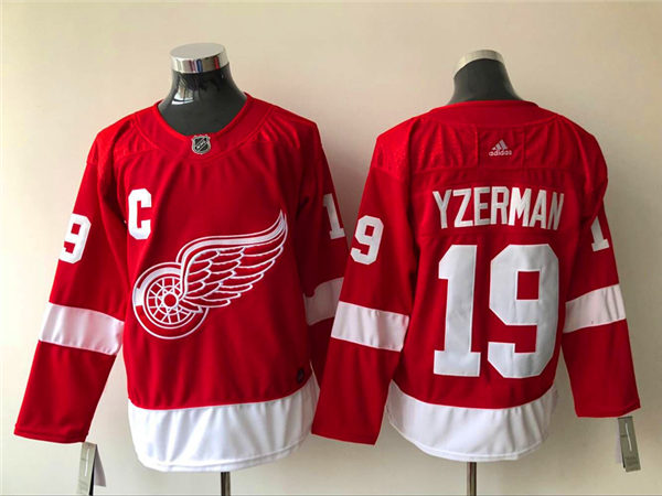 Men's Detroit Red Wings Retired Player #19 Steve Yzerman Adidas Home Red Jersey Stitched