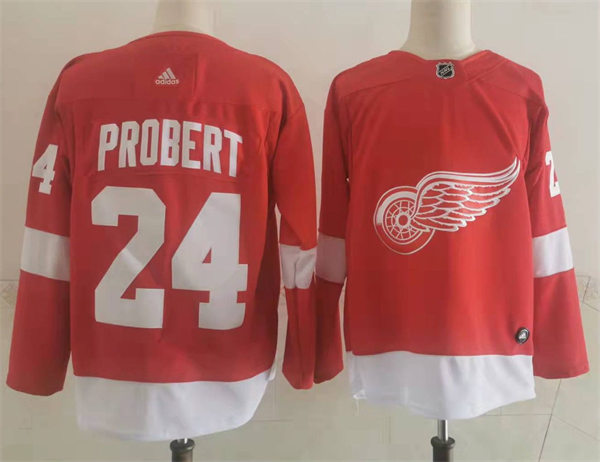 Men's Detroit Red Wings Retired Player #24 Bob Probert Adidas Home Red Jersey Stitched