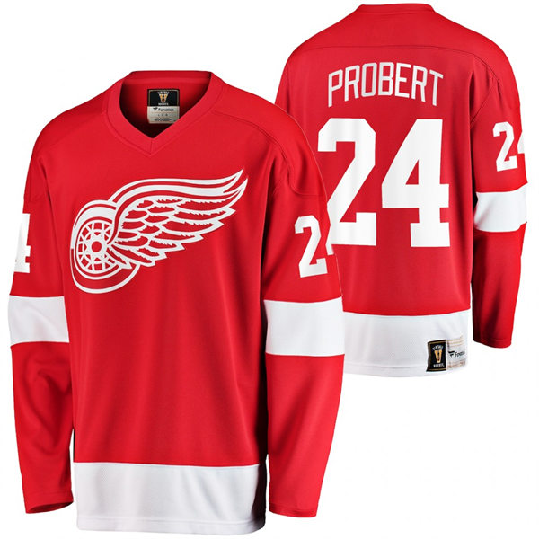 Men's Detroit Red Wings Retired Player #24 Bob Probert Home Red CCM Throwback Vintage Jersey Stitched