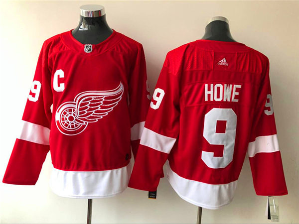 Men's Detroit Red Wings Retired Player #9 Gordie Howe Adidas Home Red Jersey Stitched