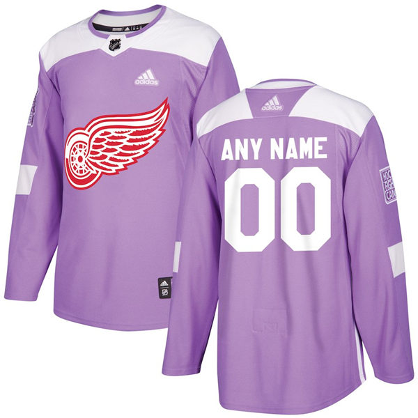 Men's Detroit Red Wings adidas Purple Hockey Fights Cancer Custom Practice Jersey Stitched