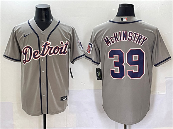 Men's Detroit Tigers #39 Zach McKinstry Gray Cool Base Stitched Baseball Jersey