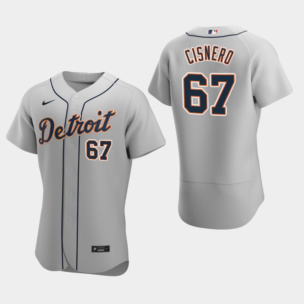 Men's Detroit Tigers #67 Jose Cisnero Nike Gray Road Flex base Jersey