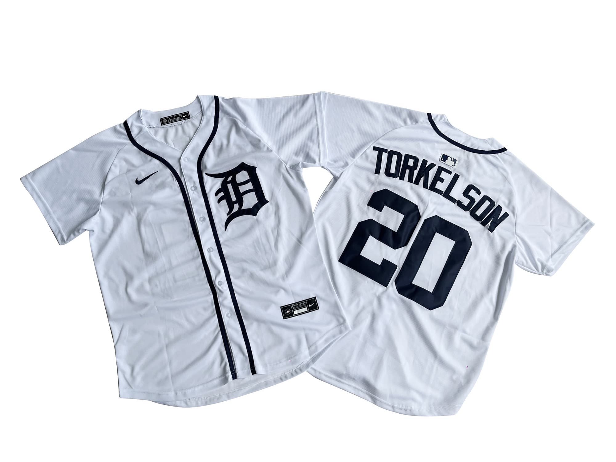 Men's Detroit Tigers 20# Spencer Torkelson Nike White Home Limited Player Jersey.