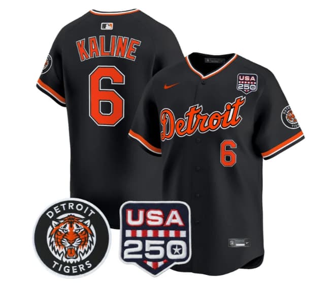 Men's Detroit Tigers 2026 Alternate Vapor Premier Limited Jersey - 250America Patch - All Stitched Al Kaline 6