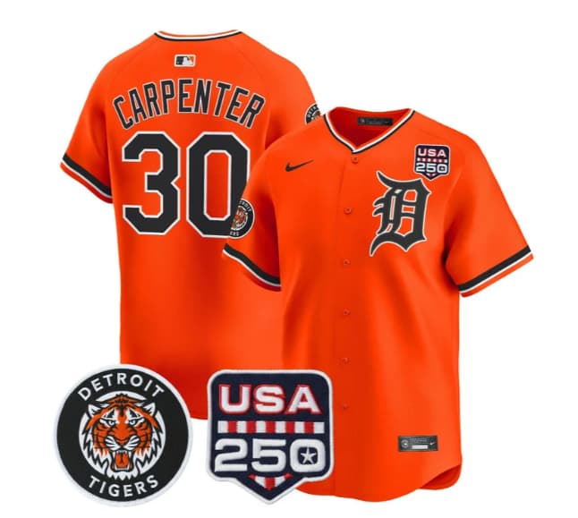 Men's Detroit Tigers 2026 Alternate Vapor Premier Limited Jersey - 250America Patch - All Stitched Kerry Carpenter  30