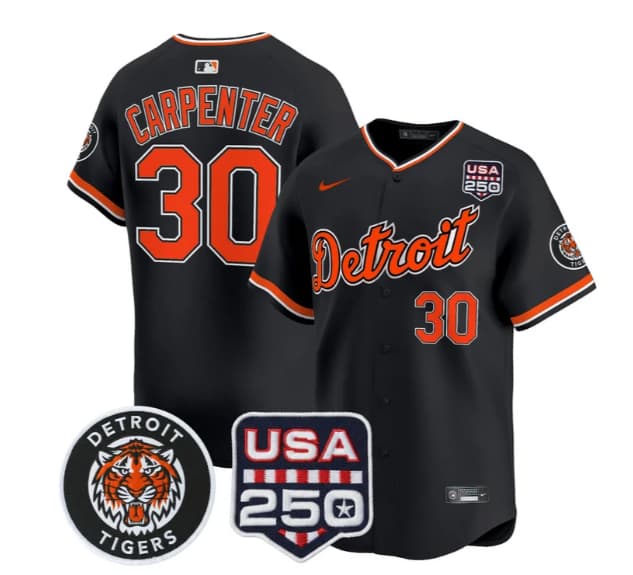 Men's Detroit Tigers 2026 Alternate Vapor Premier Limited Jersey - 250America Patch - All Stitched Kerry Carpenter 30