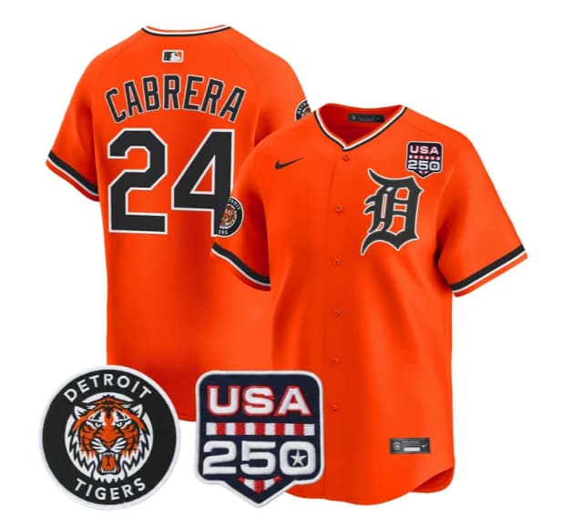Men's Detroit Tigers 2026 Alternate Vapor Premier Limited Jersey - 250America Patch - All Stitched Miguel Cabrera