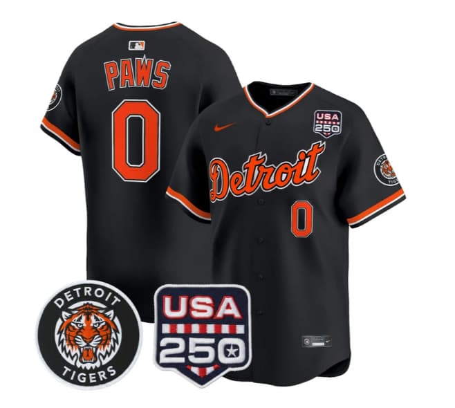 Men's Detroit Tigers 2026 Alternate Vapor Premier Limited Jersey - 250America Patch - All Stitched PAWS 0