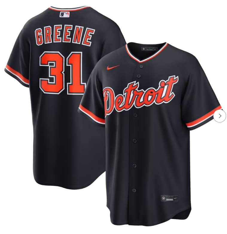 Men's Detroit Tigers Riley Greene Nike Navy Alternate Replica Jersey