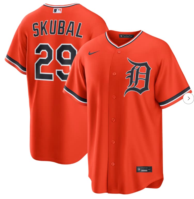 Men's Detroit Tigers Tarik Skubal Nike Orange Alternate Replica Jersey