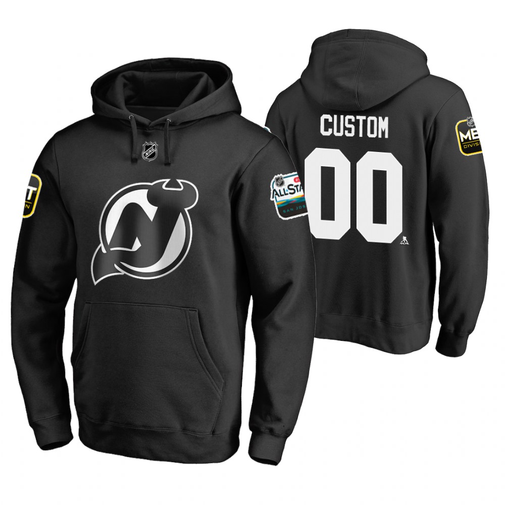 Men's Devils #00 Custom Black 2019 NHL All-Star Hoodie