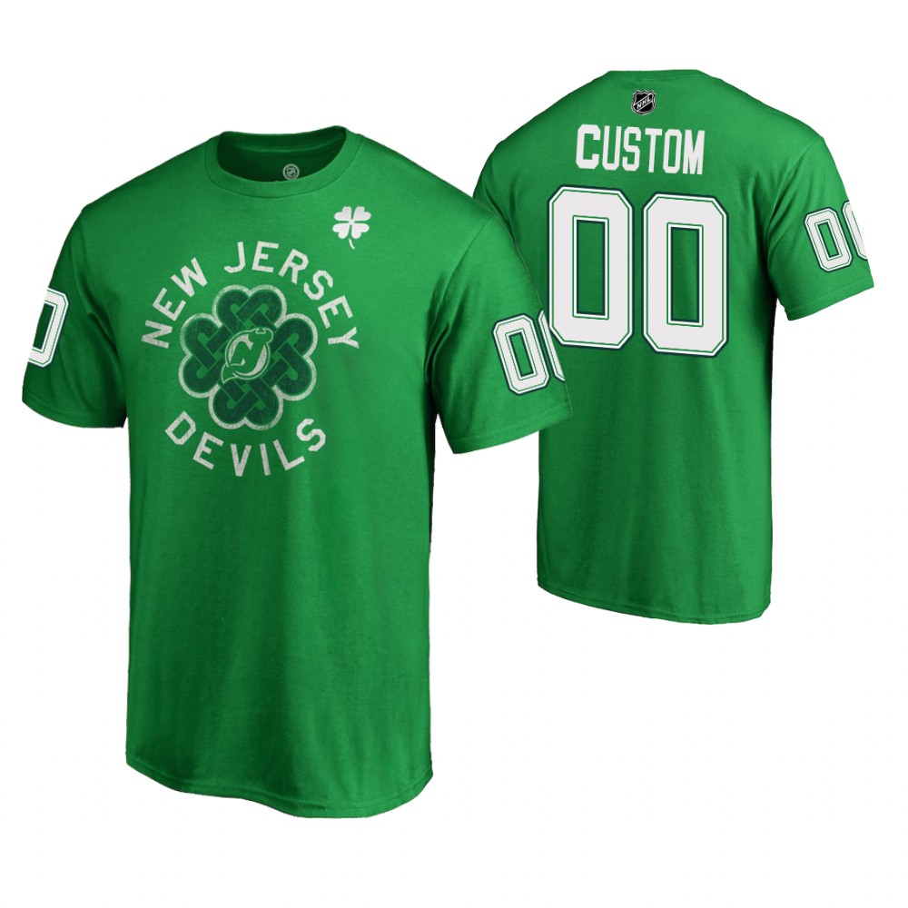 Men's Devils #00 Custom St. Patrick's Day T-shirt - Green
