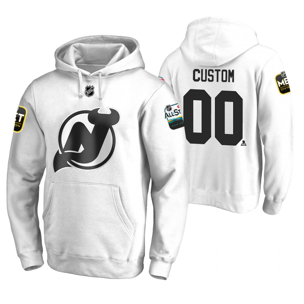 Men's Devils #00 Custom White 2019 NHL All-Star Hoodie
