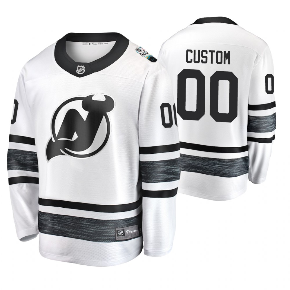 Men's Devils #00 Custom White 2019 NHL All-Star Jersey