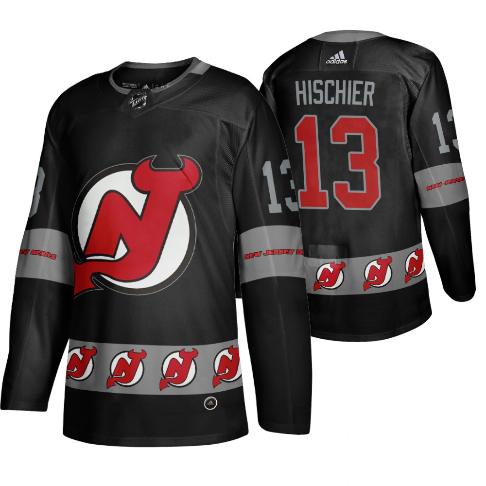Men's Devils #13 Nico Hischier Logo sleeve Breakaway Jersey Black