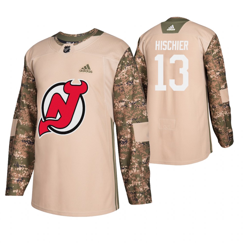 Men's Devils #13 Nico Hischier Veterans Day Jersey - Camo
