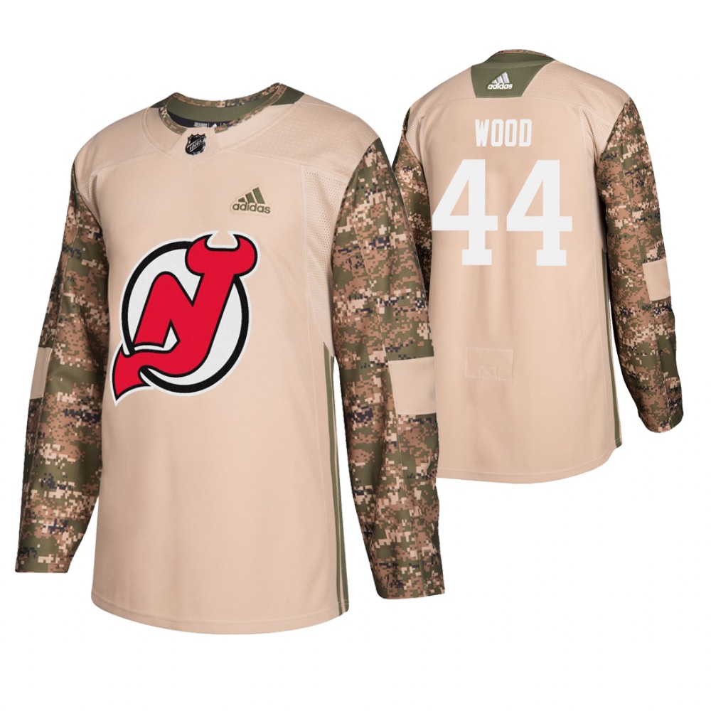Men's Devils #44 Miles Wood Veterans Day Jersey - Camo