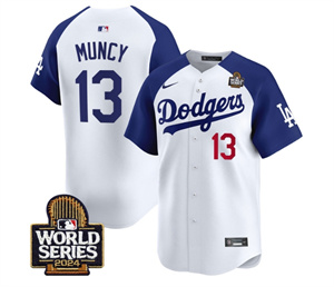 Men's Dodgers 2024 World Series Vapor Premier Limited Jersey V2 - All Stitched  ALTERNATE WHITE 13 MAX MUNCY