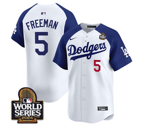 Men's Dodgers 2024 World Series Vapor Premier Limited Jersey V2 - All Stitched  ALTERNATE WHITE 5 FREDDIE FREEMAN