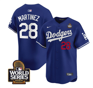 Men's Dodgers 2024 World Series Vapor Premier Limited Jersey V2 - All Stitched  ROYAL 28 J.D.MARTINEZ