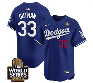 Men's Dodgers 2024 World Series Vapor Premier Limited Jersey V2 - All Stitched  ROYAL 33 JAMES OUTMAN