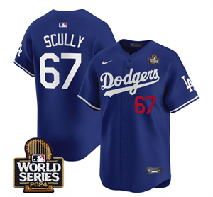Men's Dodgers 2024 World Series Vapor Premier Limited Jersey V2 - All Stitched  ROYAL 67 VIN SCULLY