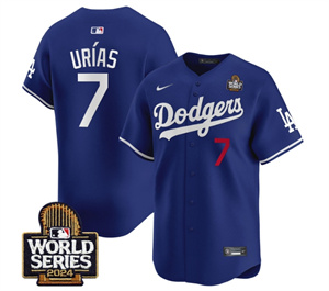 Men's Dodgers 2024 World Series Vapor Premier Limited Jersey V2 - All Stitched  ROYAL 7 JULIO URIAS