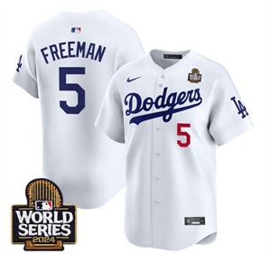 Men's Dodgers 2024 World Series Vapor Premier Limited Jersey V2 - All Stitched  WHITE 5 FREDDIE FREEMAN