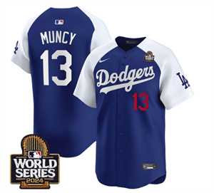 Men's Dodgers 2024 World Series Vapor Premier Limited Jersey V2 - All Stitched ALTERNATE ROYAL 13 MAX MUNCY