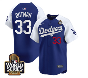 Men's Dodgers 2024 World Series Vapor Premier Limited Jersey V2 - All Stitched ALTERNATE ROYAL 33 JAMES OUTMAN