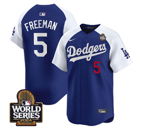 Men's Dodgers 2024 World Series Vapor Premier Limited Jersey V2 - All Stitched ALTERNATE ROYAL 5 FREDDIE FREEMAN