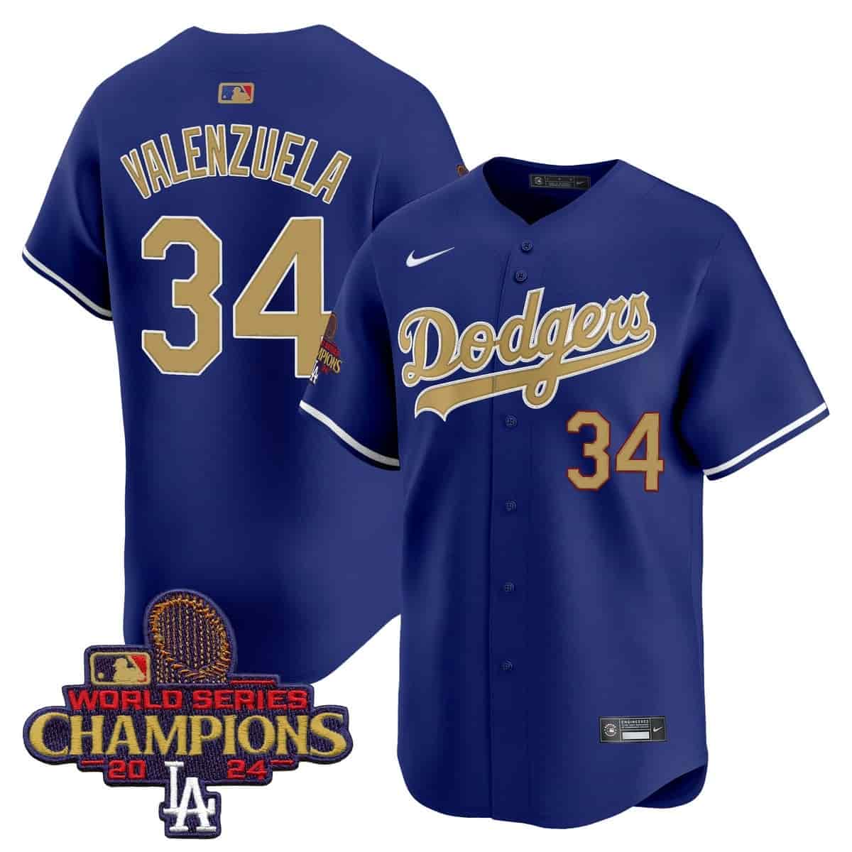 Men's Dodgers 2025 Gold Vapor Premier Limited Jersey - All Stitched  Royal Fernando Valenzuela 34