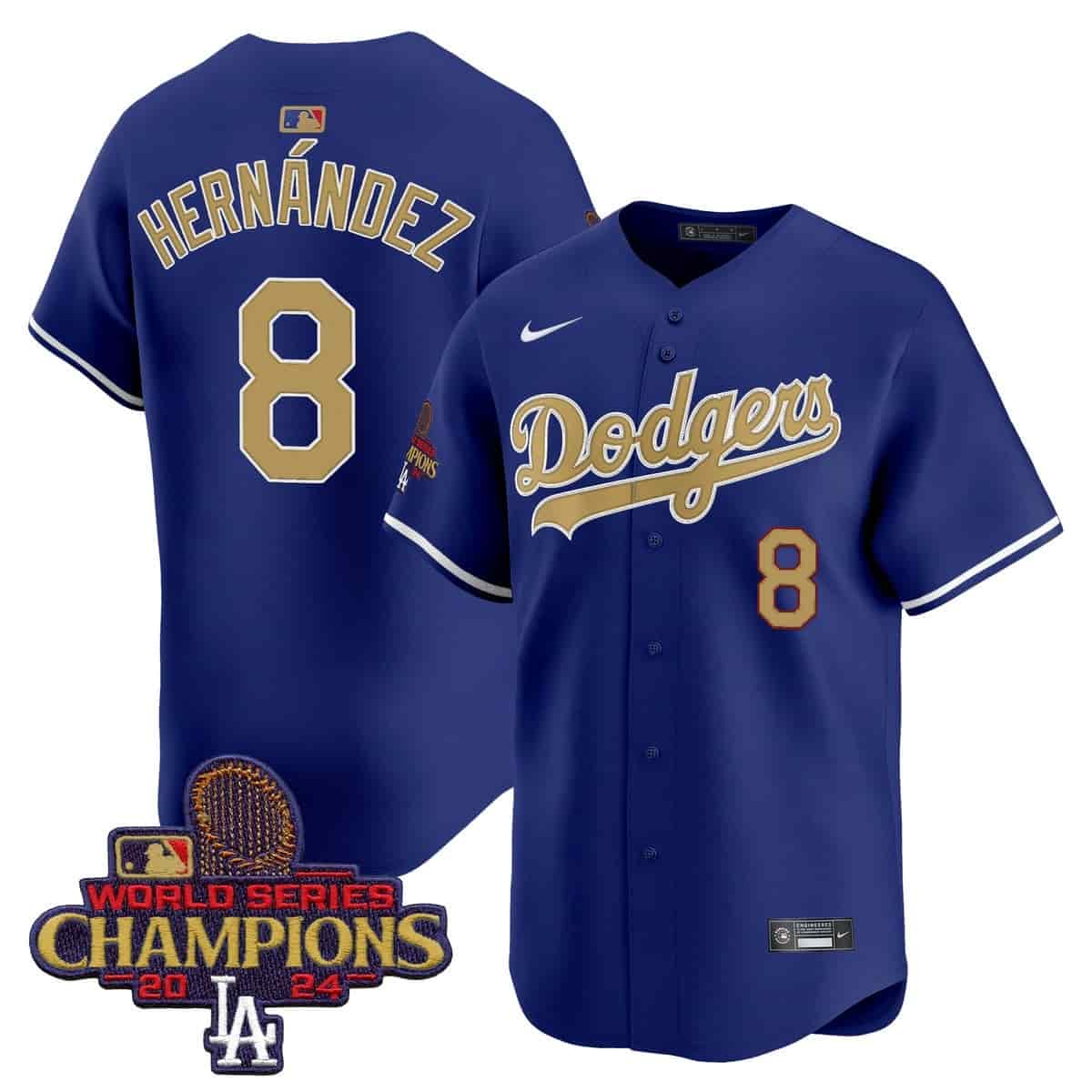 Men's Dodgers 2025 Gold Vapor Premier Limited Jersey - All Stitched  Royal Kike Hernandez 8