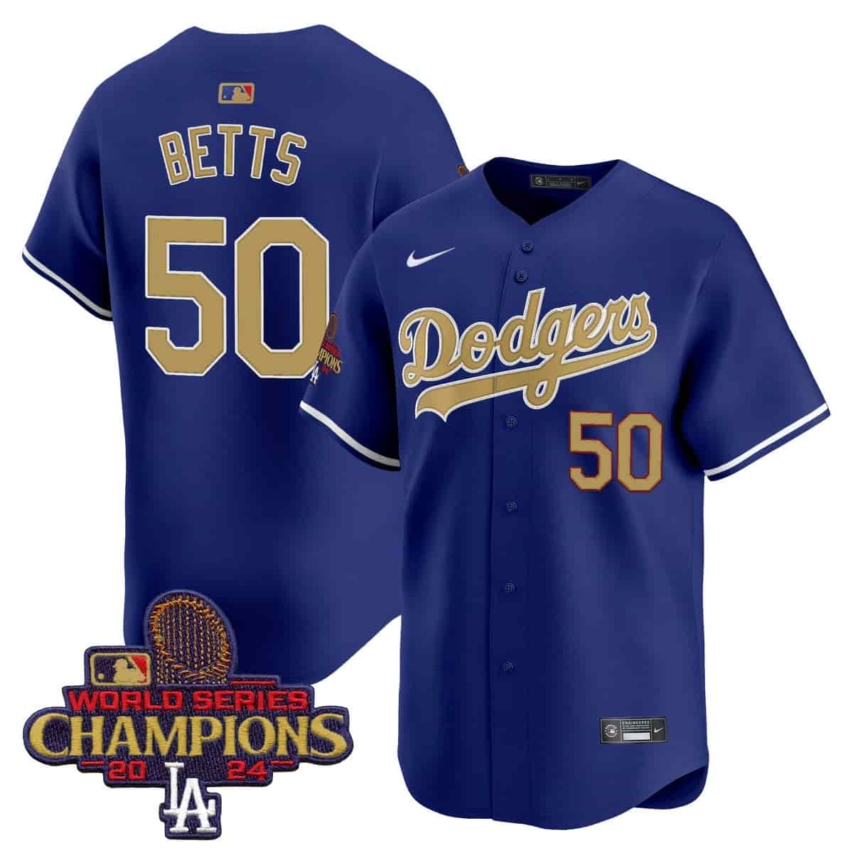 Men's Dodgers 2025 Gold Vapor Premier Limited Jersey - All Stitched  Royal Mookie Betts 50