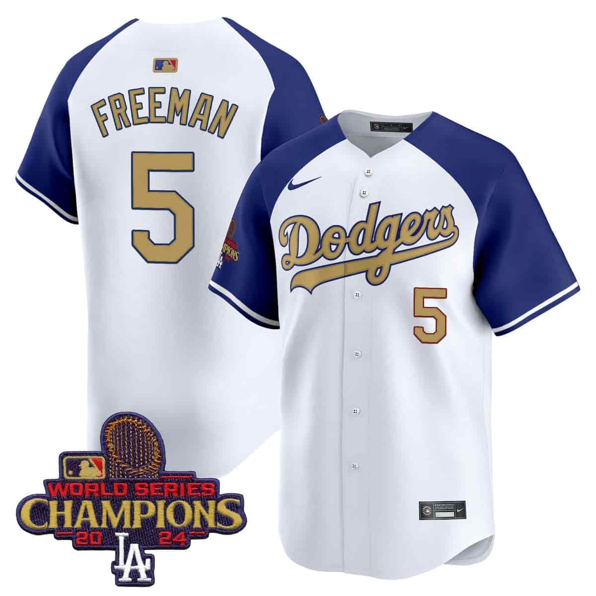 Men's Dodgers 2025 Gold Vapor Premier Limited Jersey - All Stitched Alternate Freddie Freeman 5