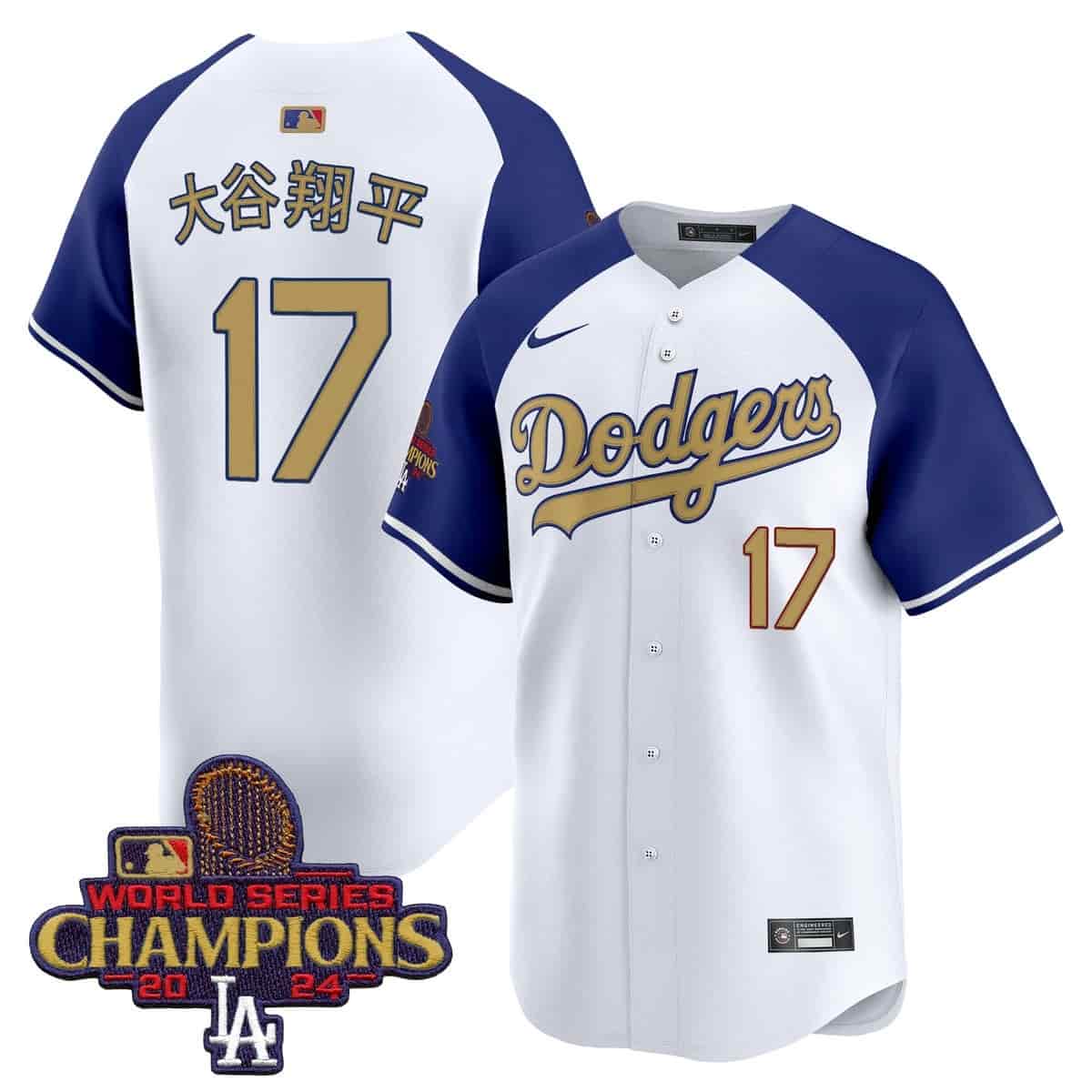 Men's Dodgers 2025 Gold Vapor Premier Limited Jersey - All Stitched Alternate Shohei Ohtani (Kanji) 17