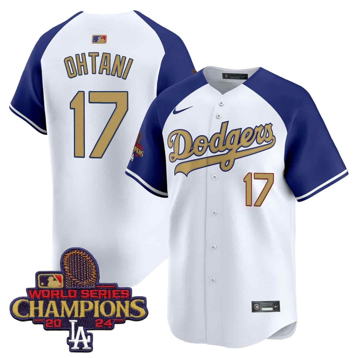 Men's Dodgers 2025 Gold Vapor Premier Limited Jersey - All Stitched Alternate Shohei Ohtani 17