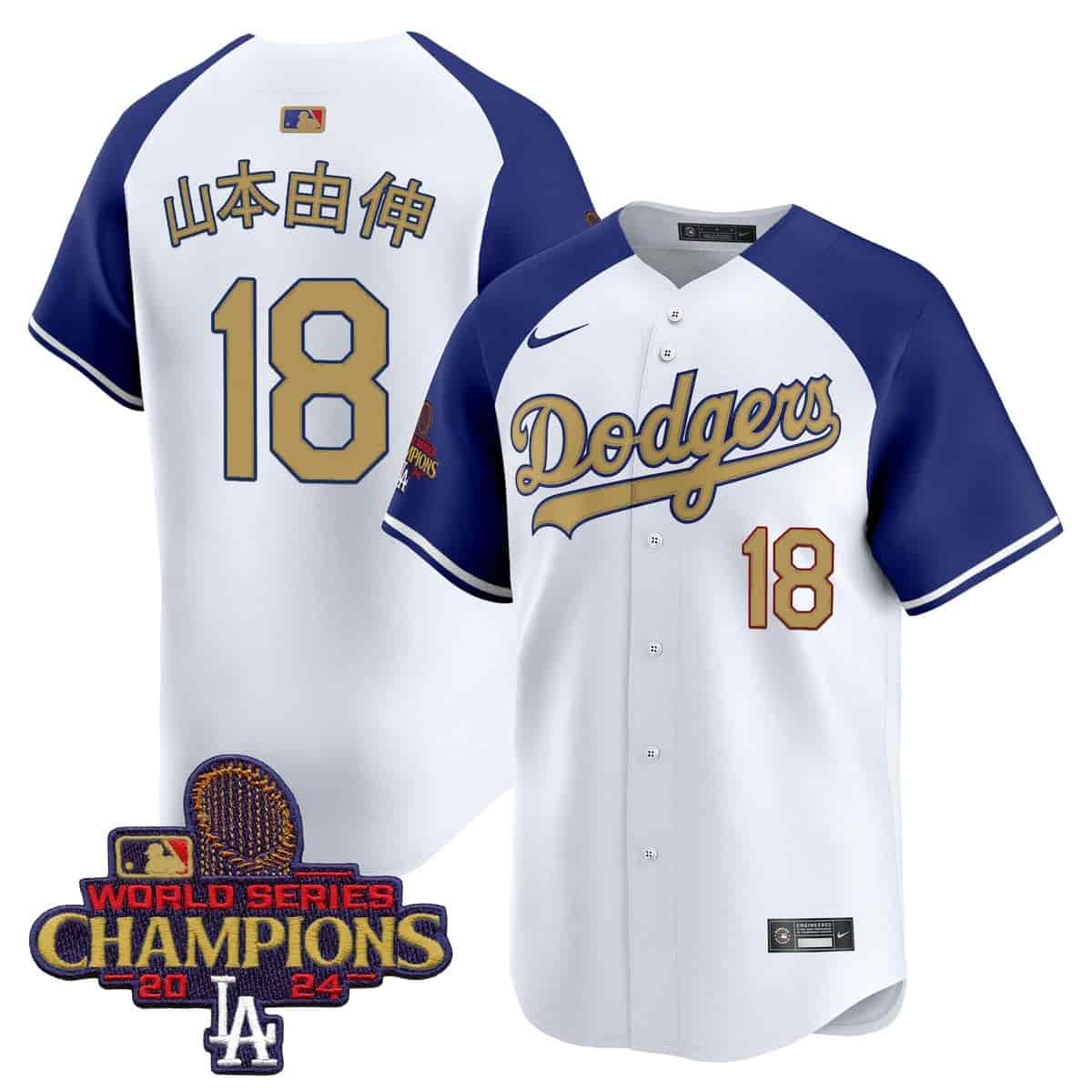 Men's Dodgers 2025 Gold Vapor Premier Limited Jersey - All Stitched Alternate Yamamoto (Kanji) 18