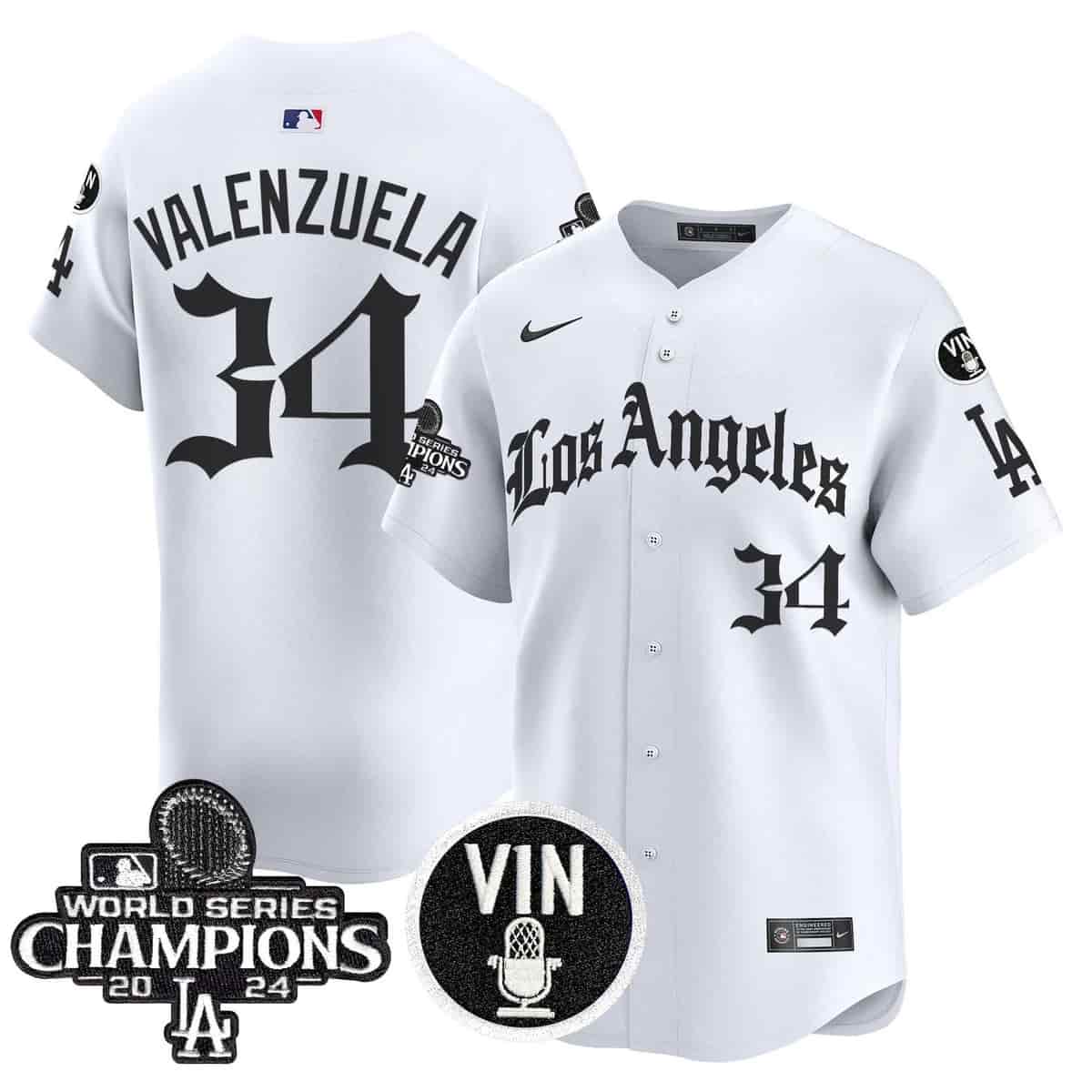 Men's Dodgers 2025 LA Gothic Style Vapor Premier Limited Jersey - All Stitched Fernando Valenzuela 34