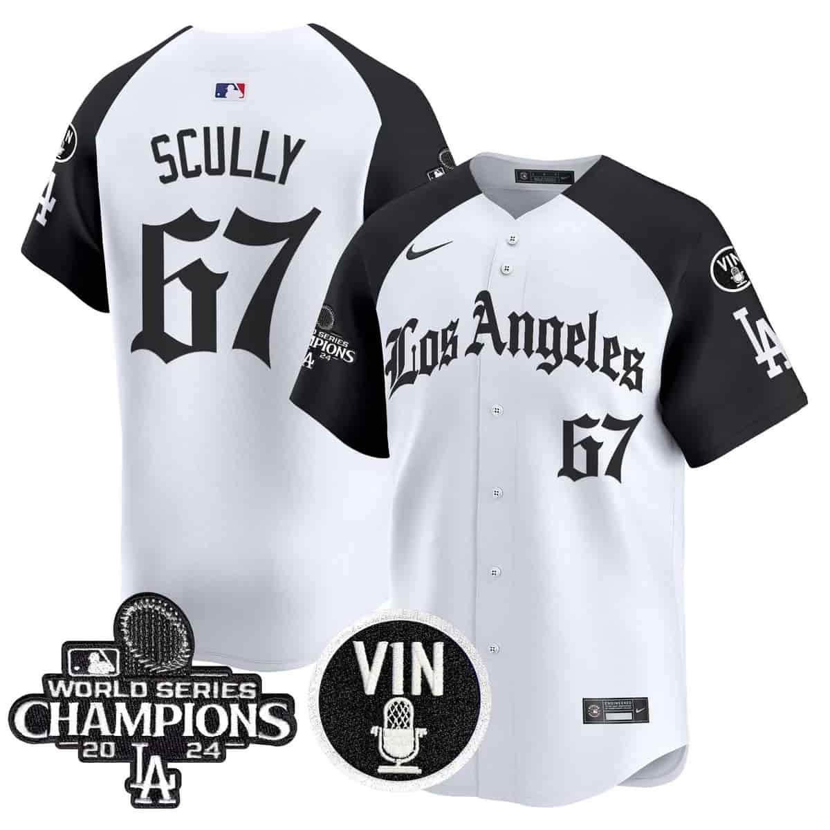 Men's Dodgers 2025 LA Gothic Style Vapor Premier Limited Jersey - All Stitched Vin Scully   67
