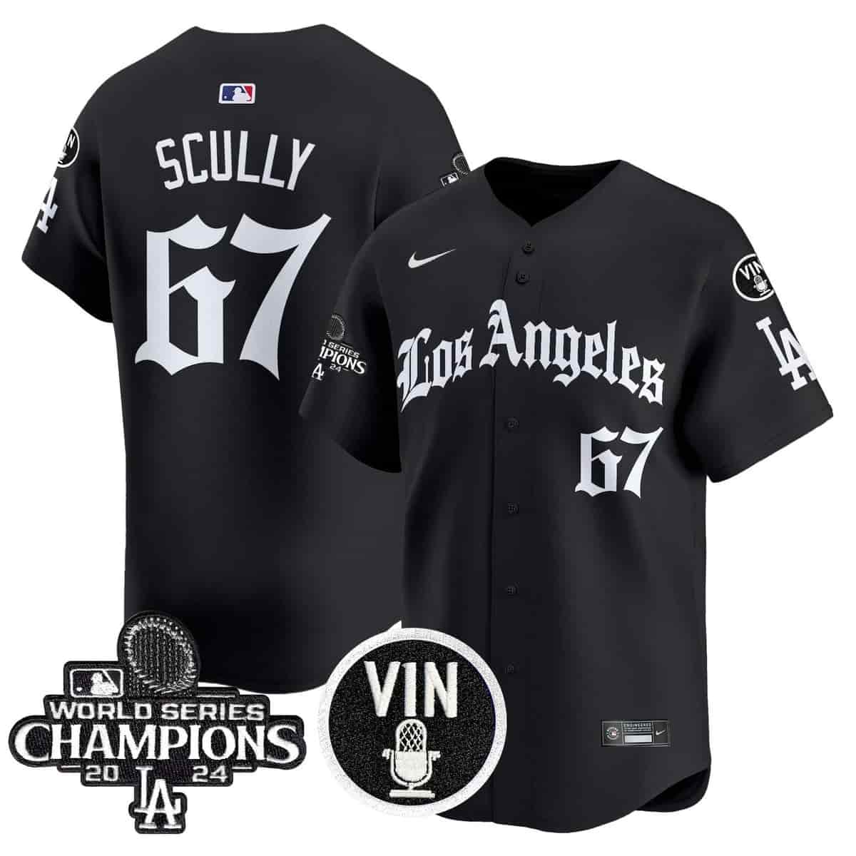 Men's Dodgers 2025 LA Gothic Style Vapor Premier Limited Jersey - All Stitched Vin Scully