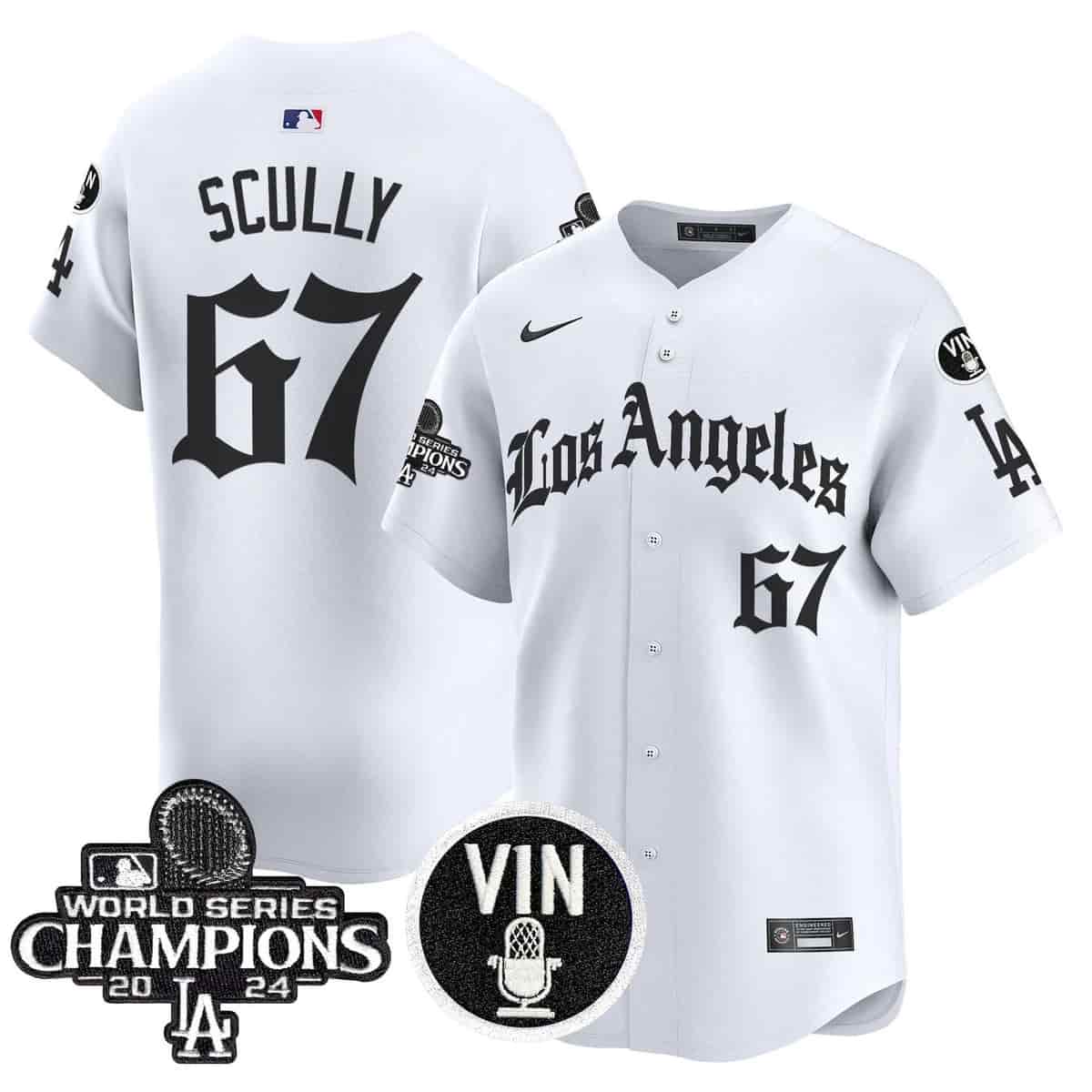 Men's Dodgers 2025 LA Gothic Style Vapor Premier Limited Jersey - All Stitched Vin Scully 67