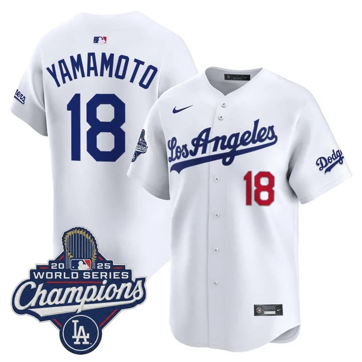Men's Dodgers 2026 Vapor Premier Limited Jersey - World Series Champions Edition - All Stitched 18 Yamamoto