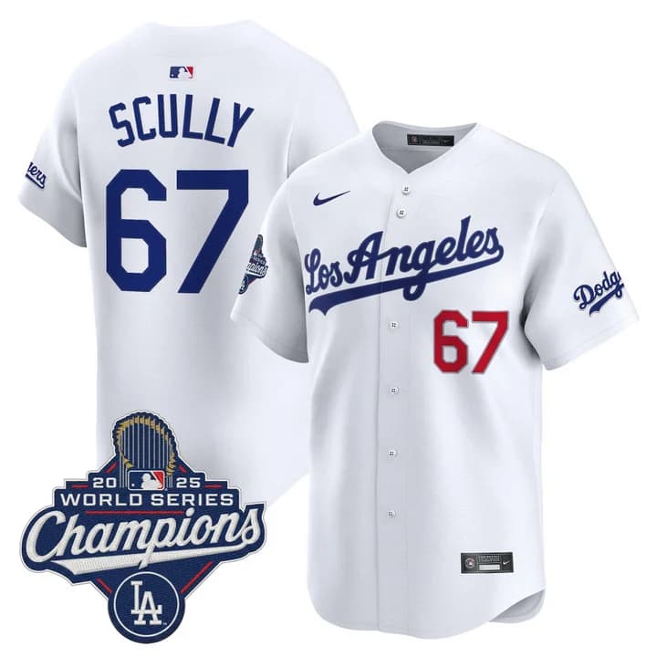Men's Dodgers 2026 Vapor Premier Limited Jersey - World Series Champions Edition - All Stitched 67  Vin Scully