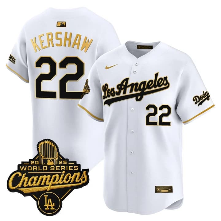 Men's Dodgers 2026 Vapor Premier Limited Jersey - World Series Champions Edition - All Stitched Clayton Kershaw22